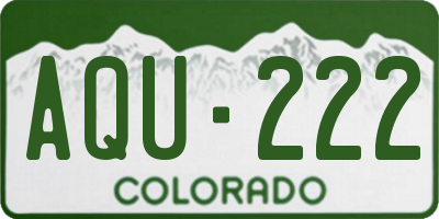 CO license plate AQU222