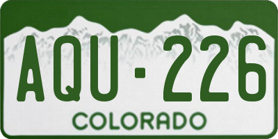CO license plate AQU226