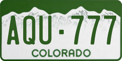 CO license plate AQU777
