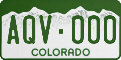 CO license plate AQV000