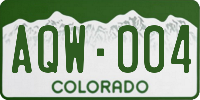 CO license plate AQW004