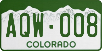 CO license plate AQW008