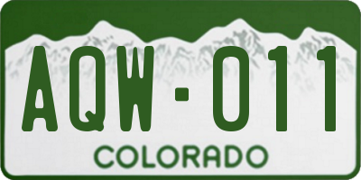 CO license plate AQW011
