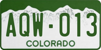 CO license plate AQW013