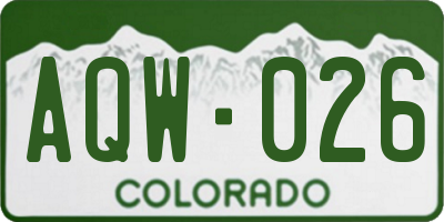 CO license plate AQW026