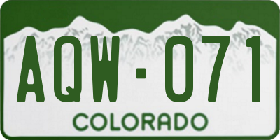 CO license plate AQW071