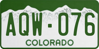 CO license plate AQW076