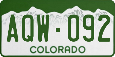 CO license plate AQW092