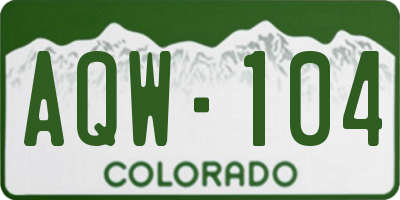 CO license plate AQW104