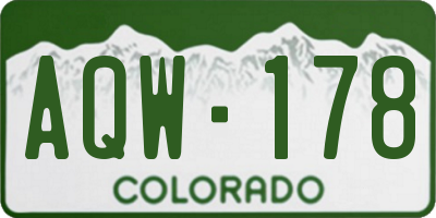 CO license plate AQW178