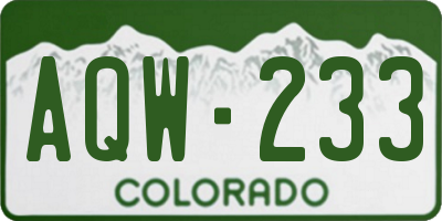 CO license plate AQW233