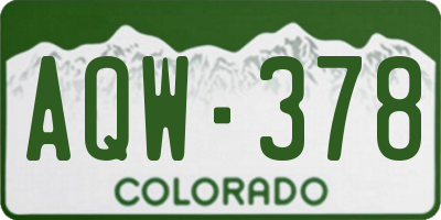 CO license plate AQW378