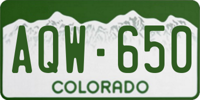 CO license plate AQW650