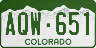 CO license plate AQW651