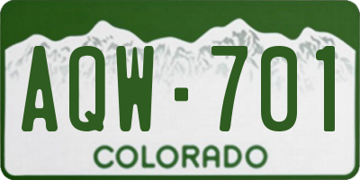 CO license plate AQW701