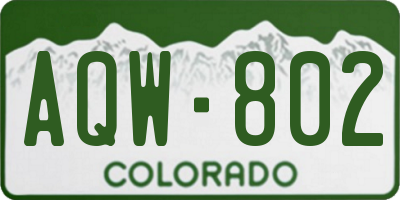 CO license plate AQW802