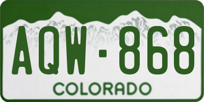 CO license plate AQW868