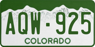 CO license plate AQW925