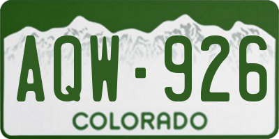 CO license plate AQW926