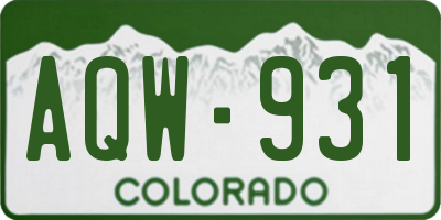 CO license plate AQW931