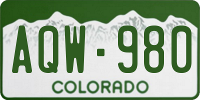 CO license plate AQW980