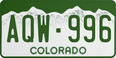 CO license plate AQW996