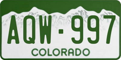 CO license plate AQW997