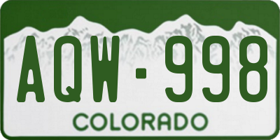 CO license plate AQW998