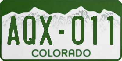 CO license plate AQX011