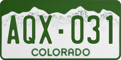 CO license plate AQX031