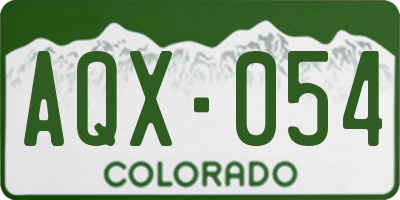 CO license plate AQX054