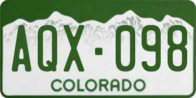 CO license plate AQX098