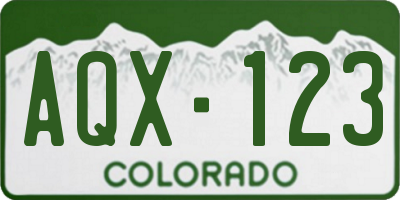 CO license plate AQX123