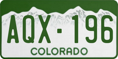 CO license plate AQX196