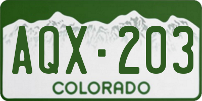 CO license plate AQX203