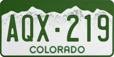 CO license plate AQX219