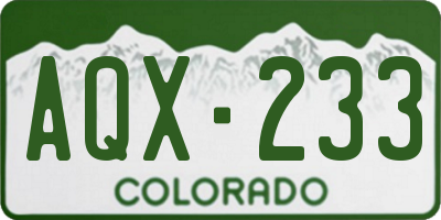 CO license plate AQX233