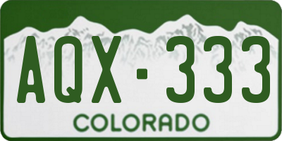 CO license plate AQX333