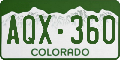 CO license plate AQX360
