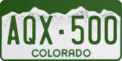 CO license plate AQX500