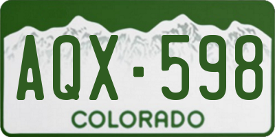 CO license plate AQX598