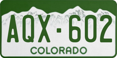 CO license plate AQX602