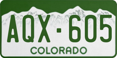 CO license plate AQX605