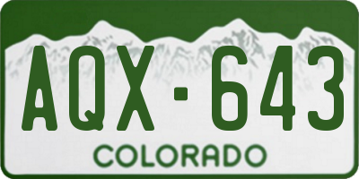 CO license plate AQX643