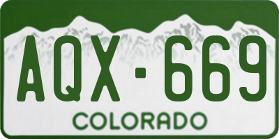 CO license plate AQX669