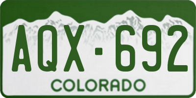 CO license plate AQX692