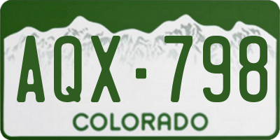 CO license plate AQX798