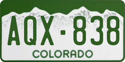 CO license plate AQX838