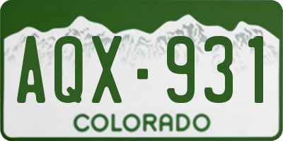 CO license plate AQX931