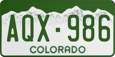 CO license plate AQX986